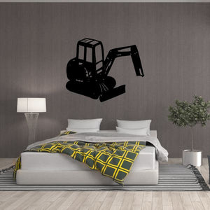 Black excavator wall decal silhouette