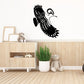 Flying bird wall decal with black mohawk and wings spread