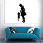 Mom and son holding hands wall decal, black silhouette figures