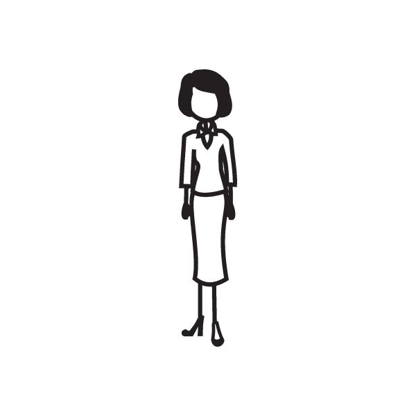Business suit woman decal, black outline blazer and pencil skirt with heels