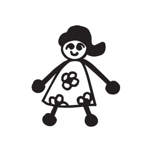 Woman in floral dress decal, black silhouette