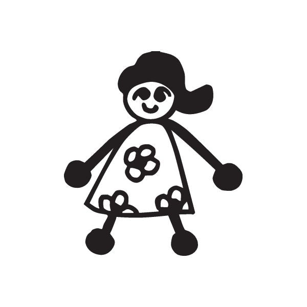 Woman in floral dress decal, black silhouette