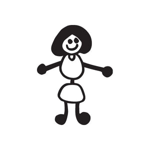 Mom in swimwear decal: black-and-white cartoon woman with arms out
