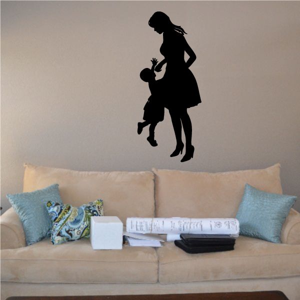 Image of Mom Lifting Child Silhouette Decal