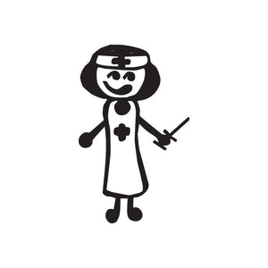 Nurse mom decal sticker of smiling nurse in cap and dress, waving