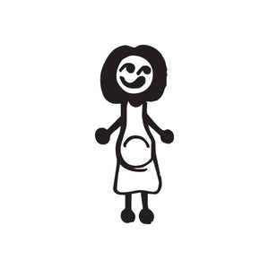 Pregnant mom decal, cartoon style: black and white figure with belly