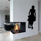 Mother and son talking silhouette wall decal, black figures