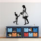 Welcome wall decal with standing mom and child silhouettes