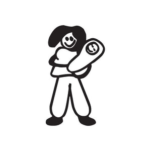 Mom and baby decal: black silhouette of a mother holding a baby, white faces.