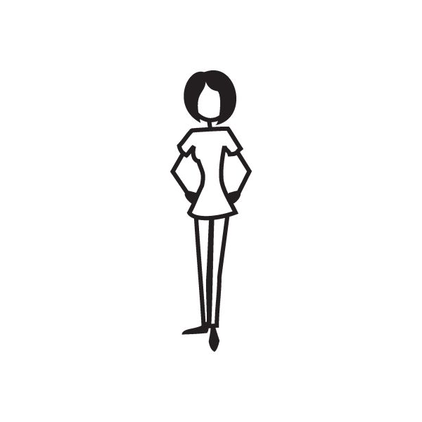 Mom character decal with both hands on hip, black outline silhouette