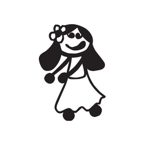Mom with flower in hair vinyl decal, black silhouette woman in dress