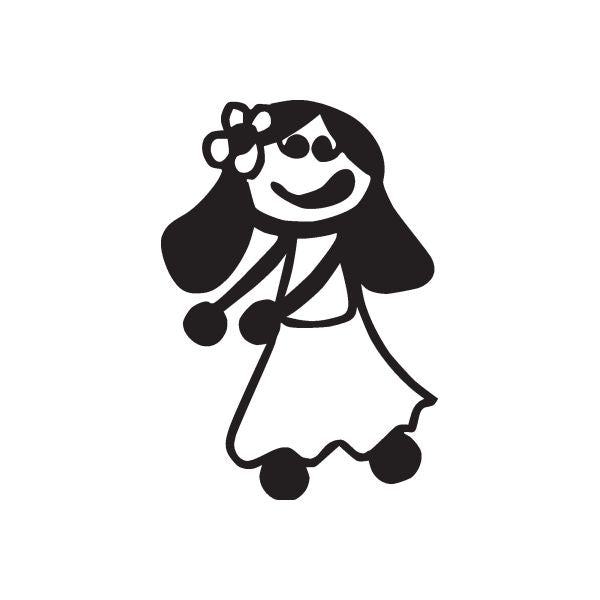 Mom with flower in hair vinyl decal, black silhouette woman in dress