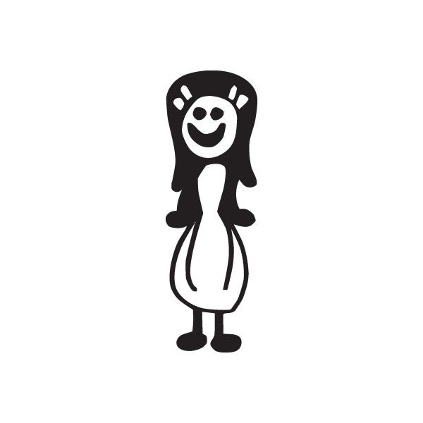 Long-haired mom face decal with smiling black outline