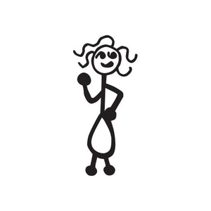 Mom with long wavy hair decal, black standing woman figure