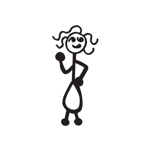 Mom with long wavy hair decal, black standing woman figure