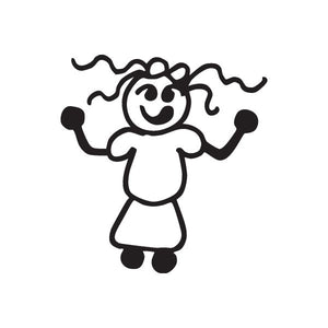 Mom wall decal of a smiling woman with long wavy hair, black outline
