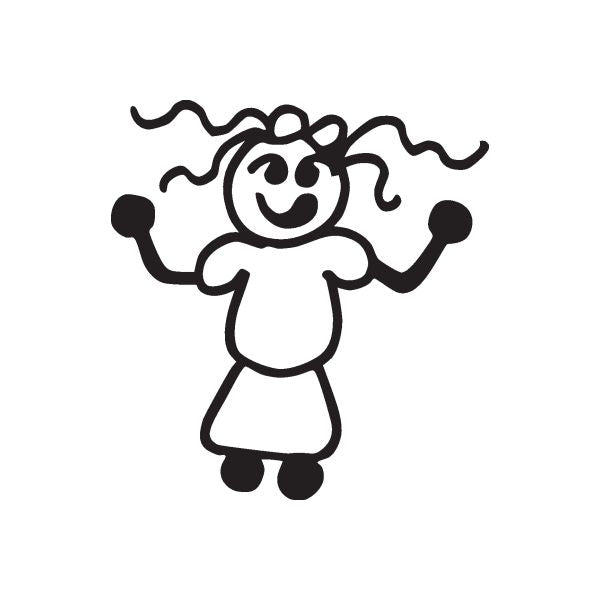 Mom wall decal of a smiling woman with long wavy hair, black outline