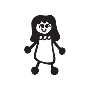 Mom with necklace decal, black and white cartoon figure