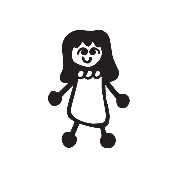Mom with necklace decal, black and white cartoon figure