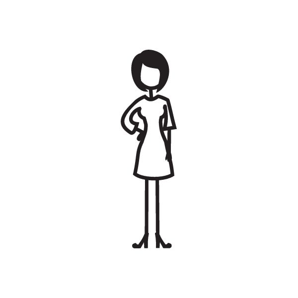 Mom silhouette wall decal with right arm on hip, black line art