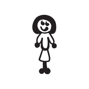 Mother with short hair sticker decal, black cartoon figure