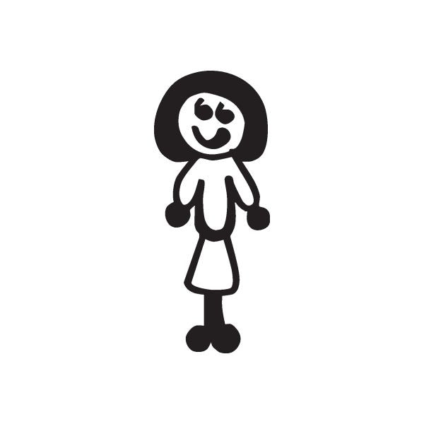 Mother with short hair sticker decal, black cartoon figure
