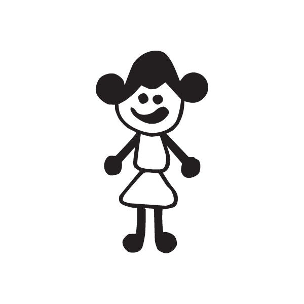 Mom character wall decal, black silhouette with swirly hair and smiling face