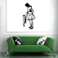 Vinyl wall decal of mother and child silhouette, dark and white design