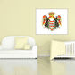 Monaco flag sticker with Monaco coat of arms crest, red and gold