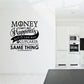 Black wall decal with quote text: “Money can’t buy happiness, cupcakes”