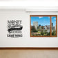 Inspirational horses quote wall decal with black script typography and framed window graphic