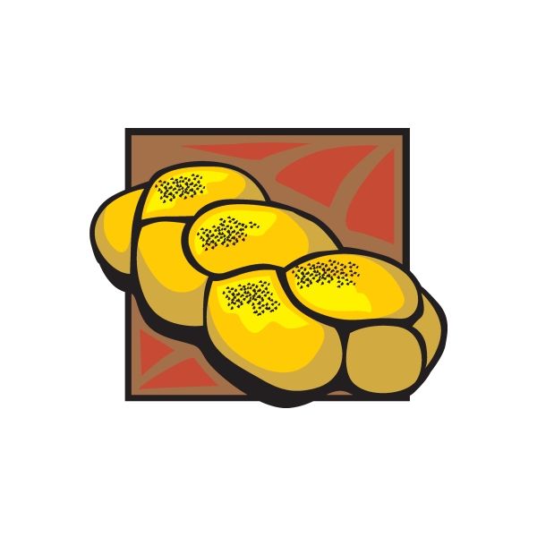 Monkey bread sticker with yellow speckled dough balls, thick black outline