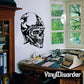 Black monster skull vinyl wall decal with clawed horns and detailed face