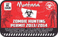 Montana zombie hunting permit sticker, red with black border and 'Permit 2013/2014' text