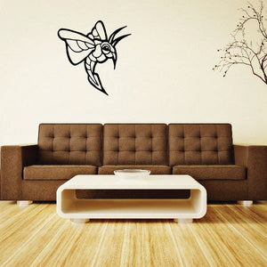 Armored mosquito wall decal with line-art wings and small helmet