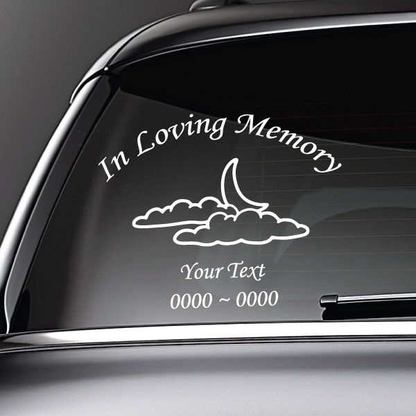 Image of Moon and Clouds Custom In Loving Memory Decal