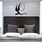 Moon and dragon wall decal, black silhouette of a dragon with a moon