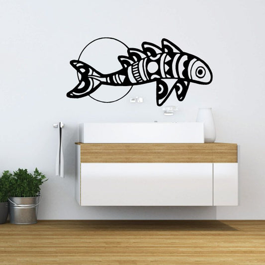 Image of Moon and Multi Fin Back Fish Decal