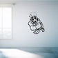 Ladybug and flower wall decal, black outline art