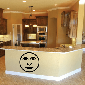 Moon man face wall decal with round smiling face and crescent-style head