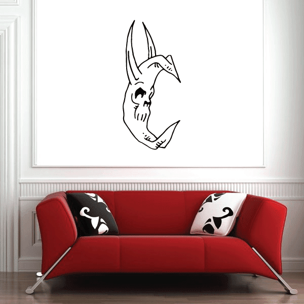 Moon skeleton decal with black outlined skeleton moon face design