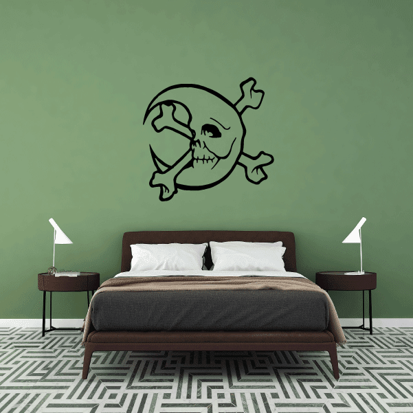 Image of Moon Skull and Crossbones Decal