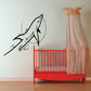 Dolphin splash wall decal with black line art and stylized water droplets
