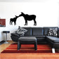 Moose family kissing wall decal, black silhouette of two moose and calf