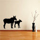 Black moose family standing decal: adult moose with calf silhouette.