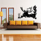 Moose nature scene wall decal with dark moose silhouette and evergreen branches