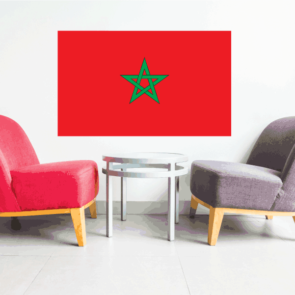 Morocco flag sticker with red background and green five-point star