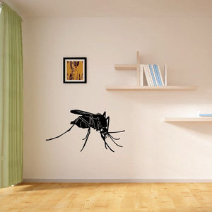 Black mosquito wall decal with detailed wings and legs, graphic insect silhouette