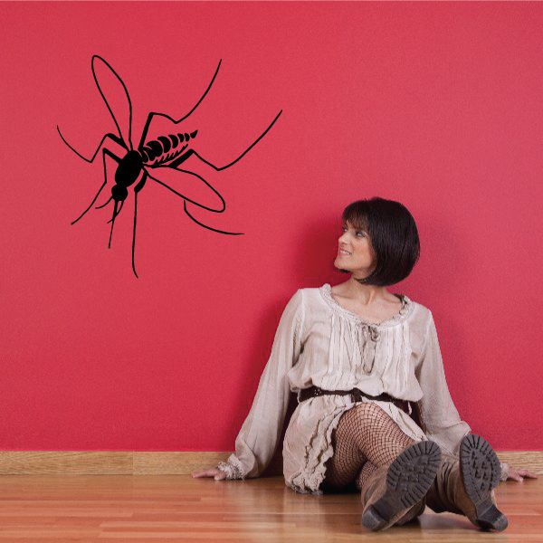 Mosquito feeding itself wall decal, black mosquito illustration