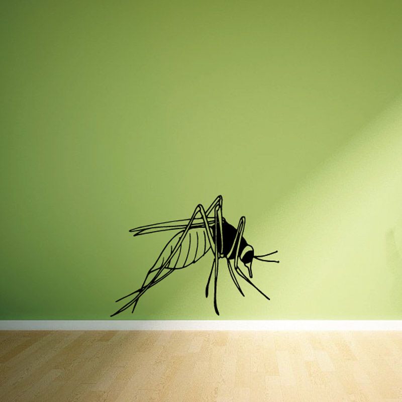 Mosquito gorging wall decal with black line-art mosquito